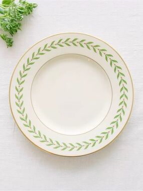 Classic Green Laurel Rim Porcelain Dinner Plate (set of 4)